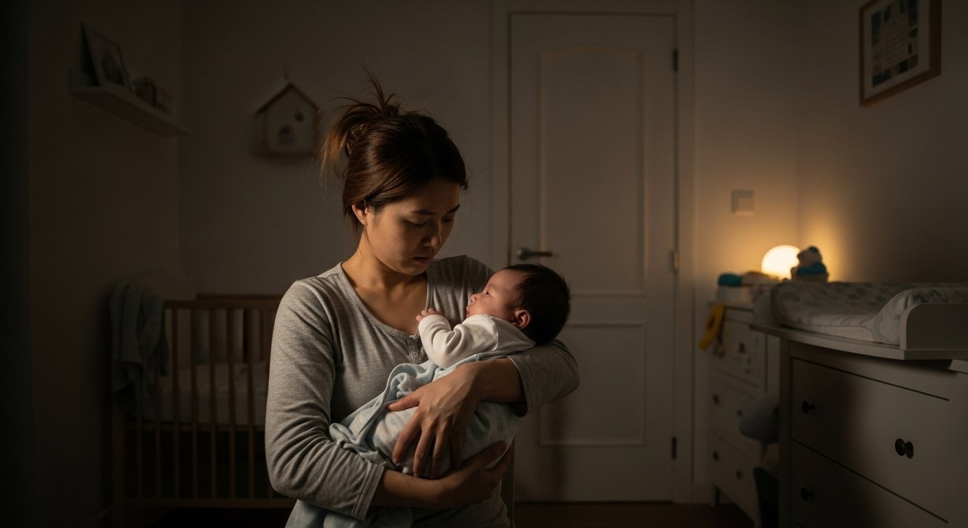 baby waking at night and parent comforting baby